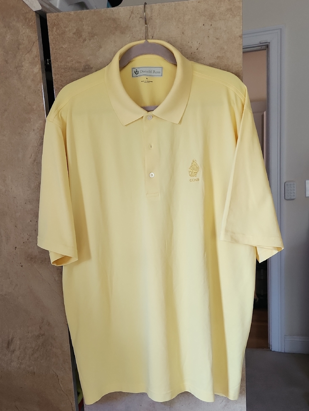Donald Ross Men's Bright Yellow Polo Shirt with Subtle Logo Crest
